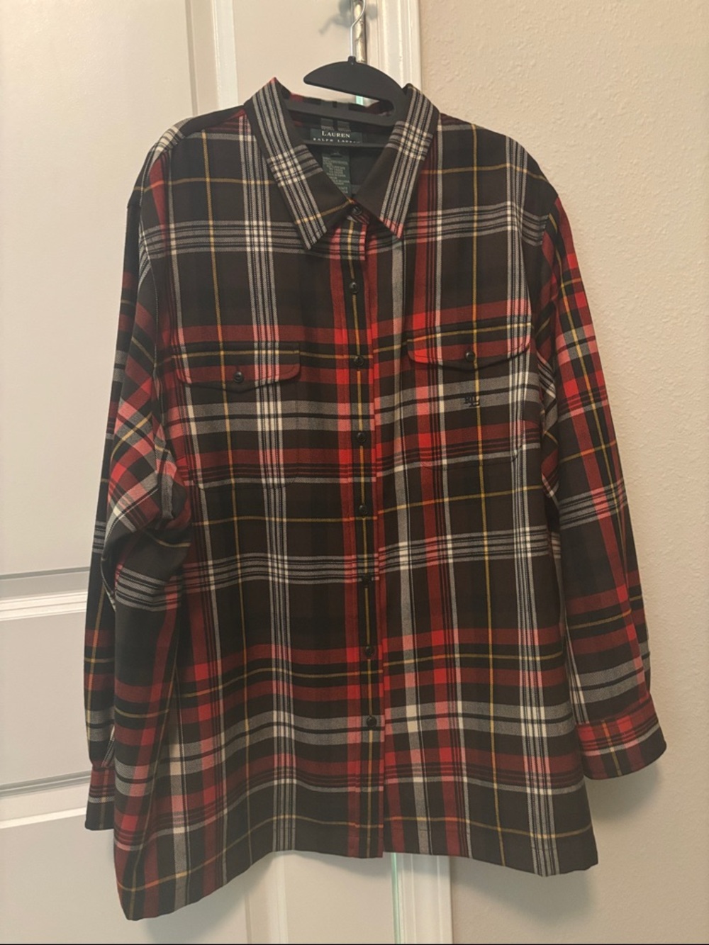 Lauren Ralph Lauren Plaid Button-Down Worsted Wool Shirt